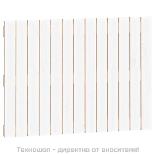 Стенна табла за спалня, бяла, 82,5x3x60 см, борово дърво масив
