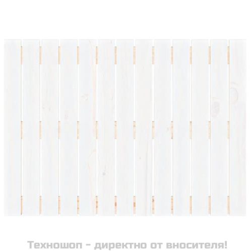 Стенна табла за спалня, бяла, 82,5x3x60 см, борово дърво масив