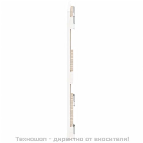 Стенна табла за спалня, бяла, 82,5x3x60 см, борово дърво масив