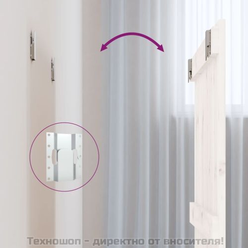 Стенна табла за спалня, бяла, 82,5x3x60 см, борово дърво масив