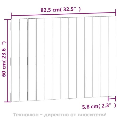Стенна табла за спалня, бяла, 82,5x3x60 см, борово дърво масив