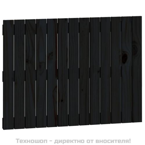 Стенна табла за спалня, черна, 82,5x3x60 см, борово дърво масив