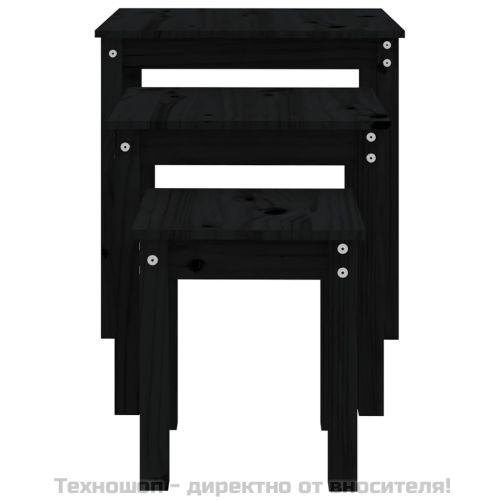 Стифиращи маси, 3 бр, черни, бор масив