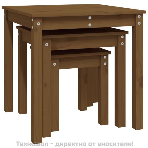 Стифиращи маси, 3 бр, меденокафяви, бор масив
