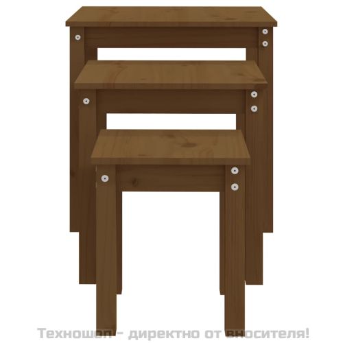 Стифиращи маси, 3 бр, меденокафяви, бор масив