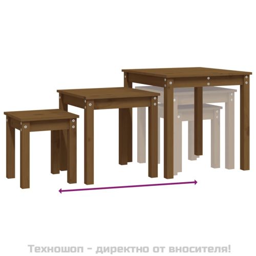 Стифиращи маси, 3 бр, меденокафяви, бор масив