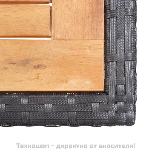 Градински комплект с възглавници, 15 части, полиратан, черен