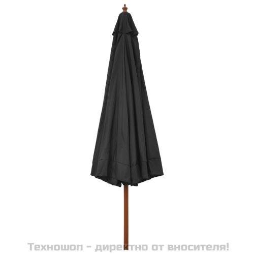 Градински чадър с дървен прът, 330 см, антрацит