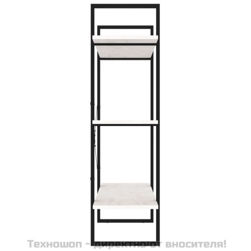 3-етажна библиотека, бяла, 100x30x105 см, борово дърво масив