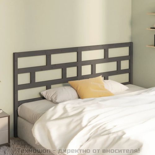 Горна табла за легло, сива, 186x4x100 см, бор масив