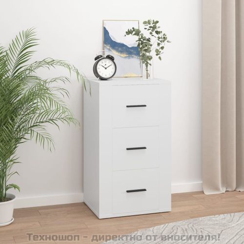 Сайдборд, бял, 40x33x70 см, инженерно дърво