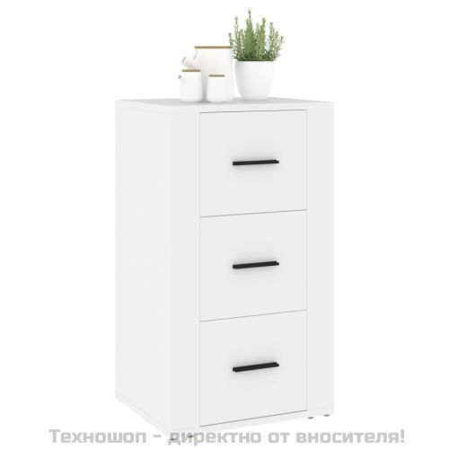 Сайдборд, бял, 40x33x70 см, инженерно дърво