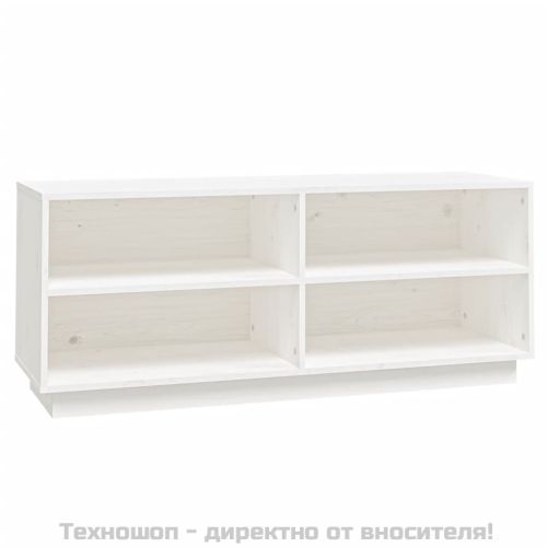 Шкаф за обувки, бял, 110x34x45 см, бор масив
