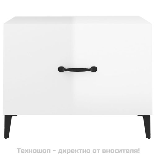 Маса за кафе с метални крака Бял гланц 50x50x40 см
