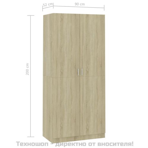 Гардероб, дъб сонома, 90x52x200 см, инженерно дърво