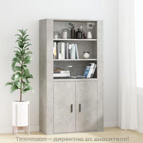 Стенен шкаф, бетонно сив, 80x33x80 см, инженерно дърво