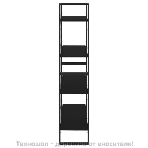 4-етажна библиотека, черна, 80x30x140 см, инженерно дърво