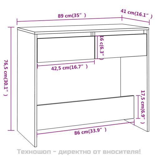 Конзолна маса, сив сонома, 89x41x76,5 см, инженерно дърво
