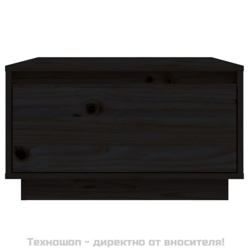 Кафе маса, черна, 55x56x32 см, борово дърво масив