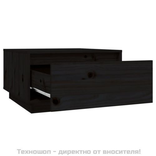 Кафе маса, черна, 55x56x32 см, борово дърво масив
