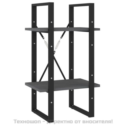 2-етажна библиотека, сива, 40x30x70 см, борово дърво масив