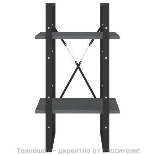 2-етажна библиотека, сива, 40x30x70 см, борово дърво масив