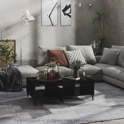 Маса за кафе, черен гланц, 103,5x60x35 см, инженерно дърво