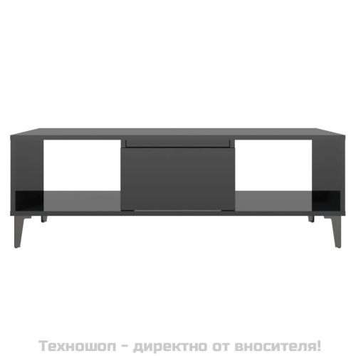 Маса за кафе, черен гланц, 103,5x60x35 см, инженерно дърво