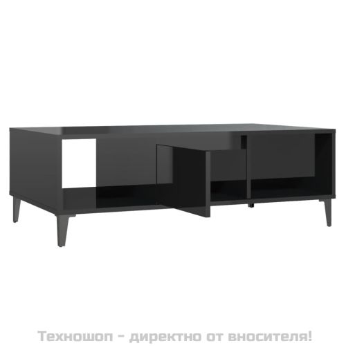 Маса за кафе, черен гланц, 103,5x60x35 см, инженерно дърво