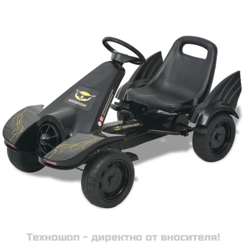Детски картинг с педали, с регулируема седалка, черен