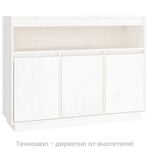 Сайдборд, бял, 104,5x34x80 см, бор масив