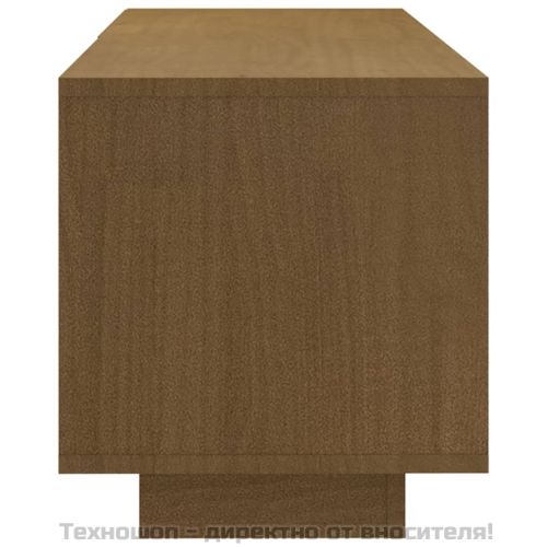 ТВ шкаф, меденокафяв, 110x30x33,5 см, борово дърво масив
