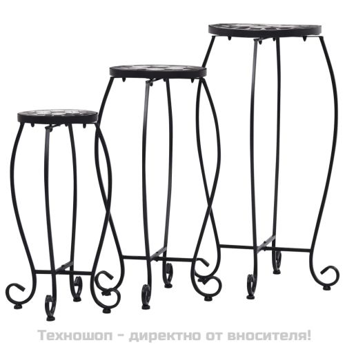 Мозаечни маси, 3 бр, черно-бели, керамика