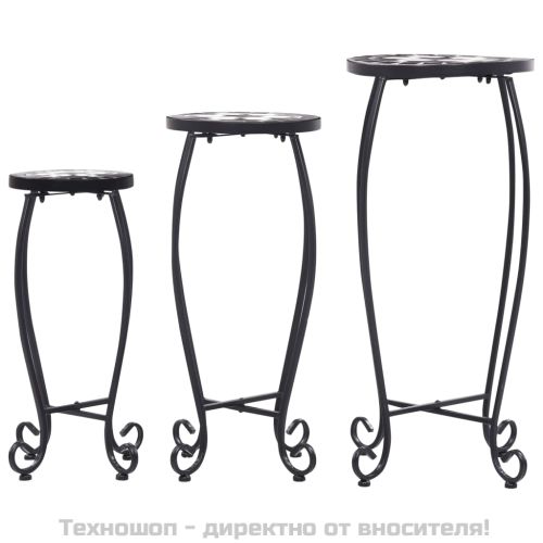 Мозаечни маси, 3 бр, черно-бели, керамика