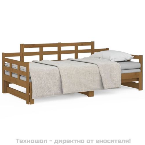 Разтегателно дневно легло без матрак меденокафяво 2x(90x200) см