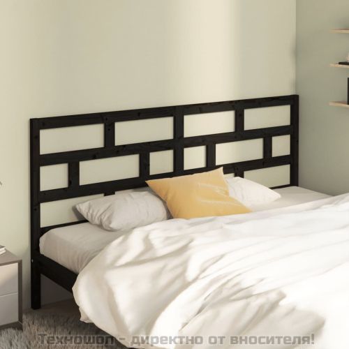 Горна табла за легло, черна, 206x4x100 см, бор масив