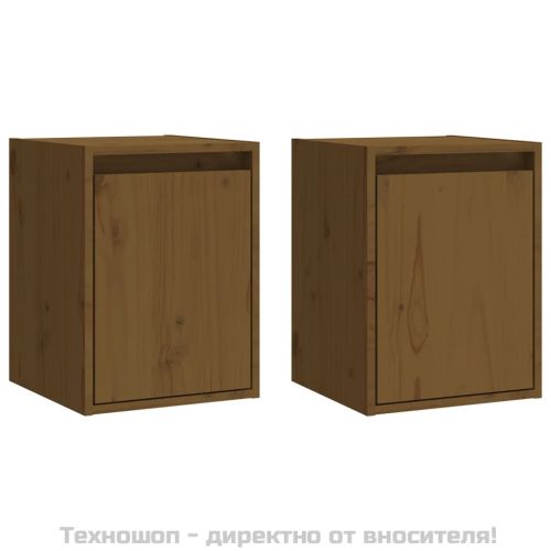Стенни шкафове, 2 бр, меденокафяви, 30x30x40 см, бор масив