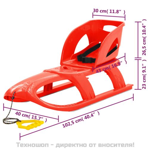 Шейна със седалка червена 102,5x40x23 см полипропилен