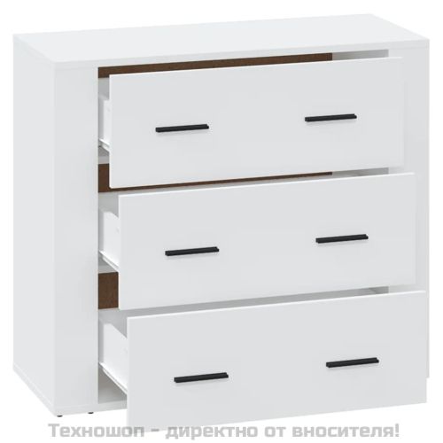 Сайдборд, бял, 80x33x70 см, инженерно дърво