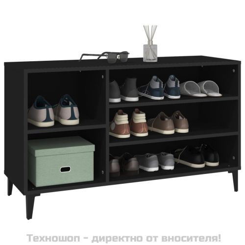 Шкаф за обувки, черен, 102x36x60 см, инженерно дърво
