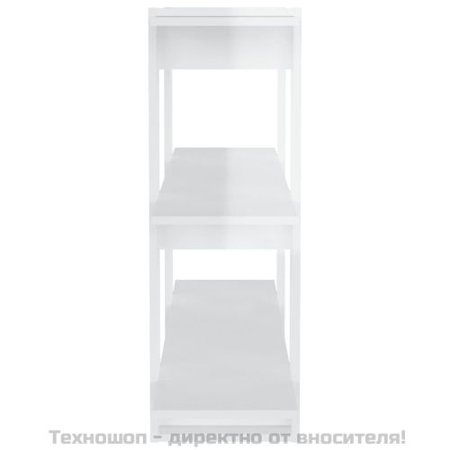 Библиотека/разделител за стая, бял гланц, 100x30x87 см