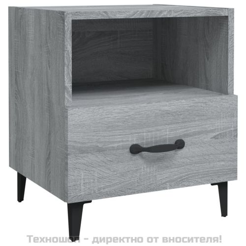 Нощно шкафче, сив сонома, инженерно дърво