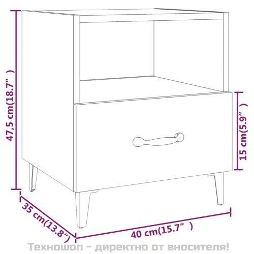 Нощно шкафче, сив сонома, инженерно дърво