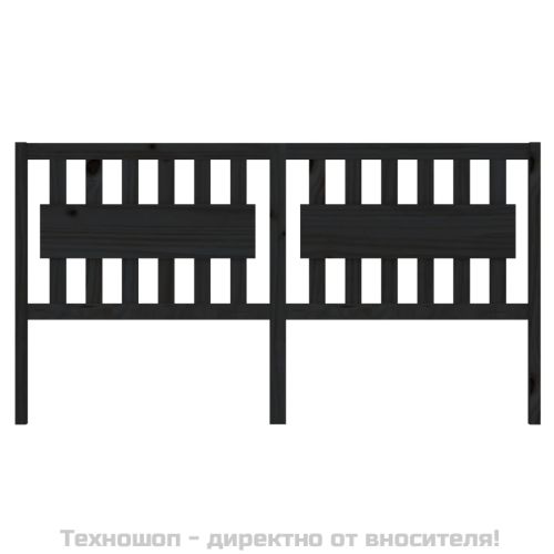 Горна табла за легло, черна, 145,5x4x100 см, бор масив