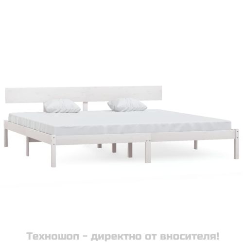 Рамка за легло, бяла, бор масив, 200x200 см