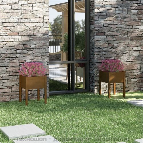 Градински сандъци, 2 бр, меденокафяви, 50x50x70 см, бор масив