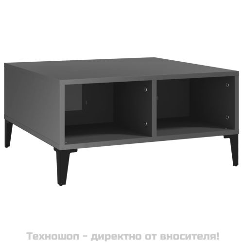 Маса за кафе, сив гланц, 60x60x30 см, инженерно дърво