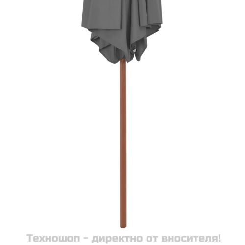 Градински чадър с дървен прът, 270 см, антрацит