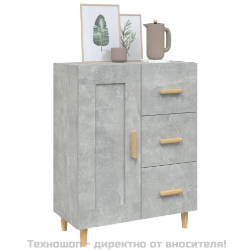 Сайдборд, бетонно сив, 69,5x34x90 см, инженерно дърво