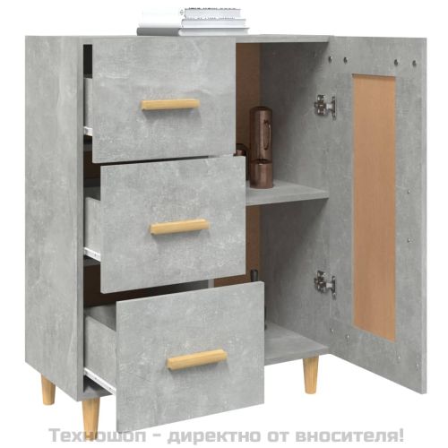 Сайдборд, бетонно сив, 69,5x34x90 см, инженерно дърво